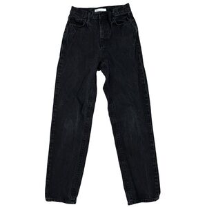 OAK + FORT High Rise Black Wash Straight Leg Jeans